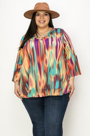 69 PQ {Charming Life} Multi-Color V-Neck Top EXTENDED PLUS SIZE 3X 4X 5X