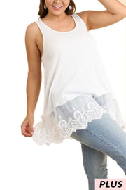 83 SV-Y {Live Out Loud} Off White Ribbed Lace Top PLUS SIZE XL 1X 2X