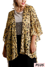 57 OT-Q {Look Famous} Umgee Honey Gold Leopard Kimono PLUS SIZE XL 1X 2X