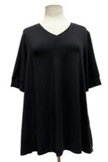 42 SSS {Once More For Style} Black V-Neck Top EXTENDED PLUS SIZE 3X 4X 5X