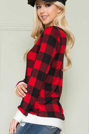 54 CP-A {Good Natured} Red Plaid Top w/Ivory Contrast PLUS SIZE 1X 2X 3X