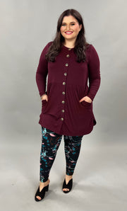 OT-D {Well Traveled} WINE Cardigan ***FLASH SALE***with Functional Buttons PLUS SIZE 1X 2X 3X