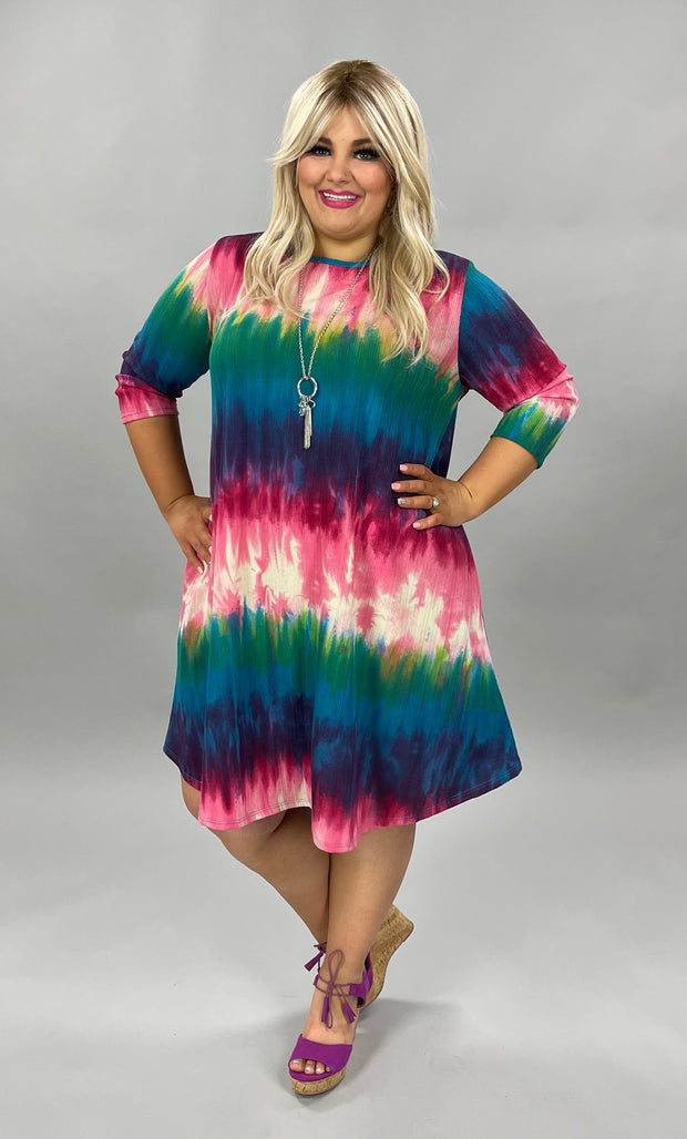 90 PQ-S {Day For Love} Magenta/Multi-Color Print Dress PLUS SIZE 1X 2X 3X