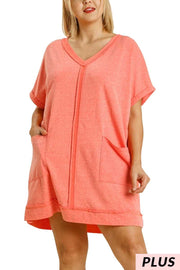 77 SSS-A {Daytime Glow} UMGEE Coral Tunic W/Pockets PLUS SIZE XL 1X 2X