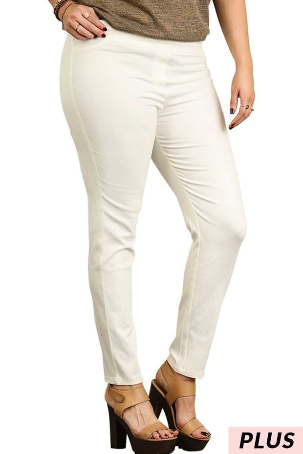 BT-M {More To The Story} Umgee Cream Stretch Pants PLUS SIZE XL 1X