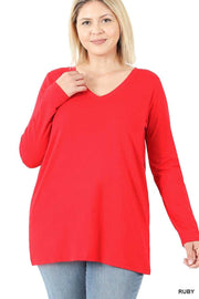 88 SLS-F {Keeping It Together} Ruby Red V-Neck Top PLUS SIZE 1X 2X 3X