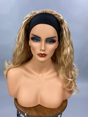 {Claire} Dark Blonde Long Curly Headband Wig