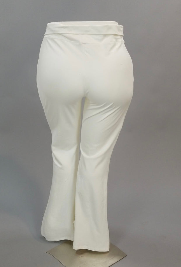 BT-M {In Your Space} Ivory Fold Over High Waist Yoga Pants PLUS SIZE