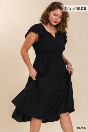 LD G First Impression Umgee Black Tiered Dress PLUS SIZE XL 1X 2X Curvy Boutique Plus Size Clothing