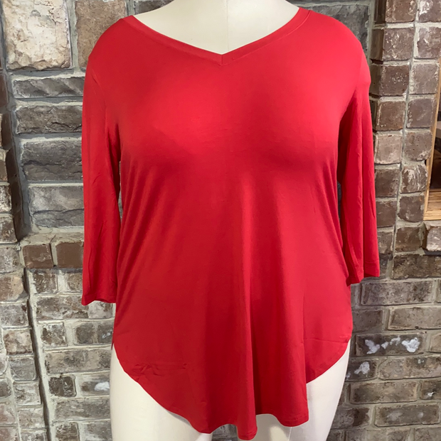 22 SQ-Q {Stay With You}  Red V Neck Tunic PLUS SIZE XL 2X 3X