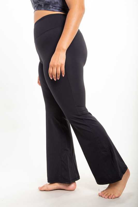 LEG-16 {So Carefree} Black Flared Yoga Pants PLUS SIZE XL 1X 2X 3X – Curvy  Boutique Plus Size Clothing