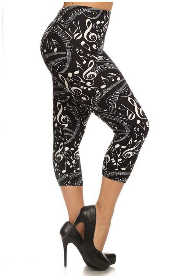 LEG-3 {Peak Condition) Black Music Butter Soft Capri Leggings Plus Size