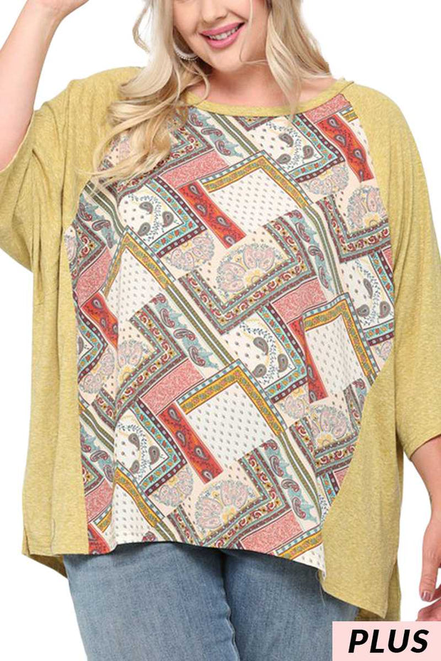 17  CP {Personal Favorite} Mustard/Rust Paisley Floral Top PLUS SIZE XL 1X 2X