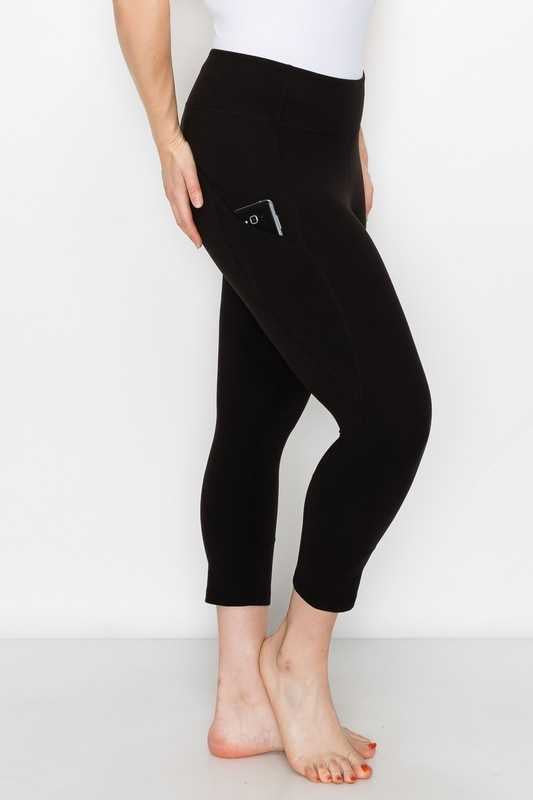 LEG-24 {Crunch Time} Black Yoga Capri Pants  PLUS SIZE 1X 2X 3X