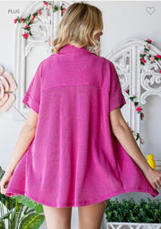65 SSS-S {New Attraction} Pink Ribbed Tunic PLUS SIZE 1X 2X 3X