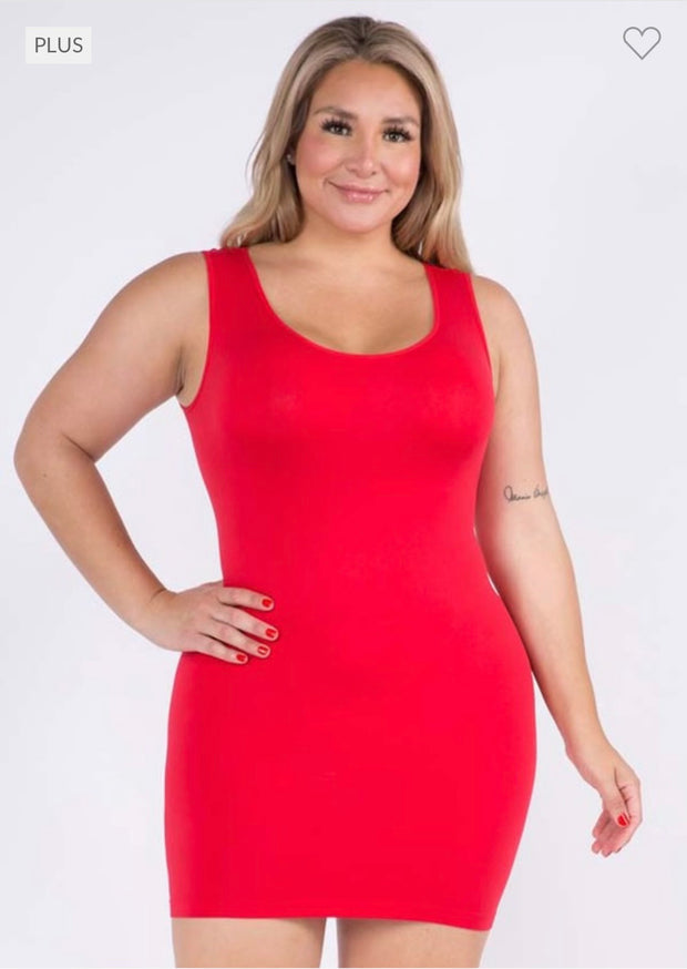 TANK {Better Shape Up} X-Long RED Spandex Shaper Tank – Curvy Boutique Plus  Size Clothing