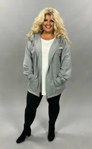OT-H {Comfy Chic}  Heather Grey Hoodie Jacket Full Zipper PLUS SIZE 1X 2X 3X