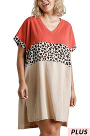 71 CP-B {Naturally Inclined} UMGEE Dress Animal Contrast Plus Size XL 1XL 2XL