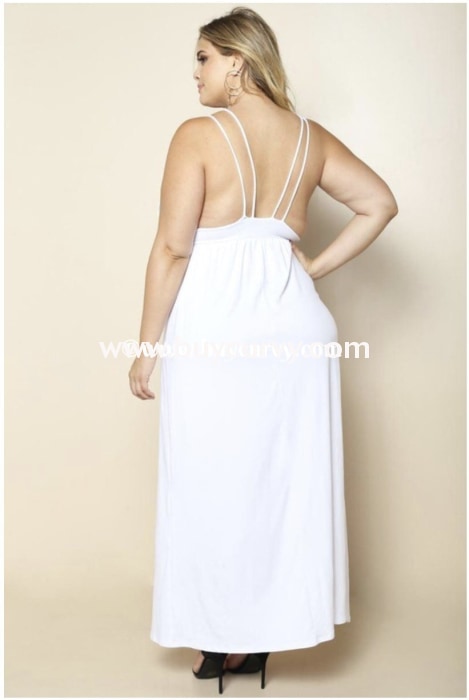 Ld Fake Love White V-Cut With Slit And Waistband Sale!! Long Dress