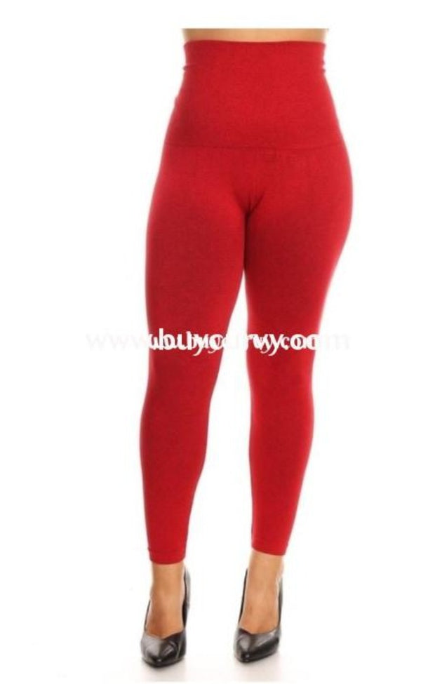 LEG-3 {French-Terry} RED Tummy Control Leggings PLUS SIZE – Curvy Boutique Plus  Size Clothing