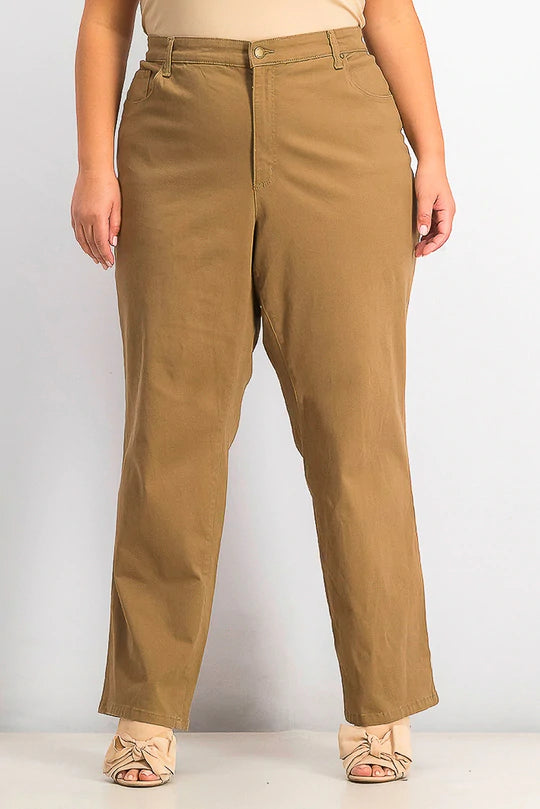 SALE BT O M 109 Charter Club Brown Straight Leg Pants Retail 59.0 Curvy Boutique Plus Size Clothing