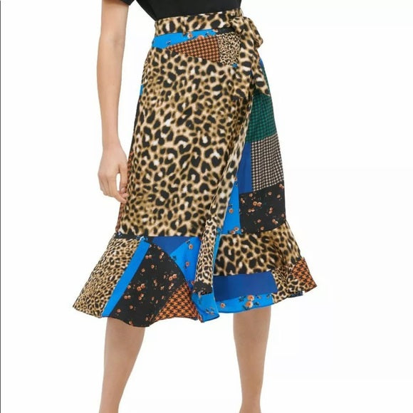 BT-G M-109 {Calvin Klein}  Patchwork Leopard Skirt SALE!!!  RETAIL $99.50 PLUS SIZE 16W 18W 22W 24W