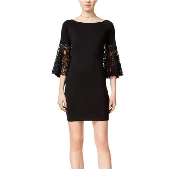 SD-A M-109  {Bar III} Black Lace Sleeve  Dress Retail $ 79.50 PLUS SIZE XXL