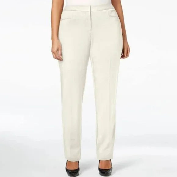 BT-A  M-109   {Alfani} Ivory Straight Leg Pants Retail $54.99 PLUS SIZE 18W 24W