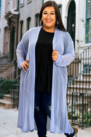 LD-E {New Chapters} Spring Blue Sheer Mesh Duster PLUS SIZE XL 2X 3X
