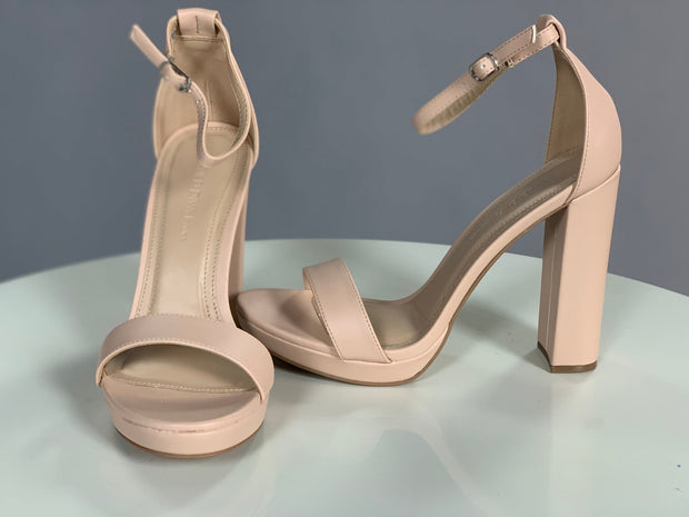 Shoe{On My Way} Nude Ankle Strap Heels