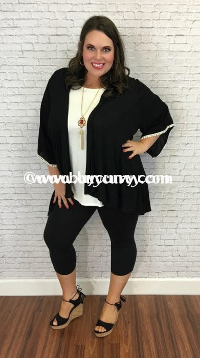 Ot-A Black Lightweight Card With Ivory Lace Detail Sale!! Outerwear
