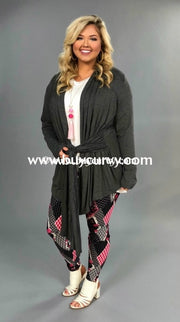 Ot-C Be Bold Charcoal Cardigan W/ Tie Front Outerwear