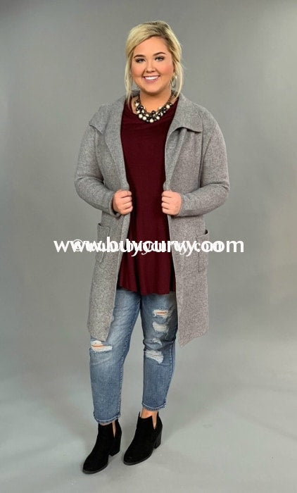 Ot-K {Love Is Blind} Thick Gray Cardi Pockets Sale!! Outerwear
