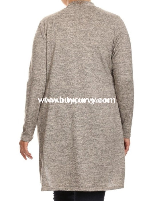 Ot-Q Moa Oatmeal Knit Cardigan With Long Sleeves Outerwear