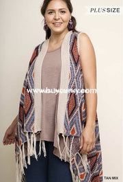 Ot-Y {Standing Room Only} Knit Fringed Multi-Color Vest Outerwear