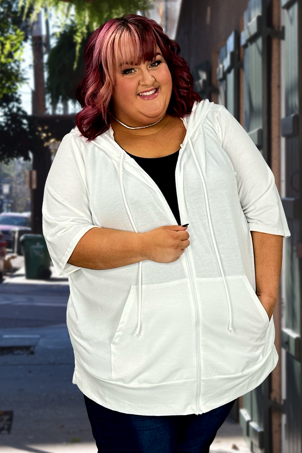 89 OT-E {Paint the Town} IVORY French Terry Hoodie CURVY BRAND!! EXTENDED PLUS SIZE 3X 4X 5X 6X