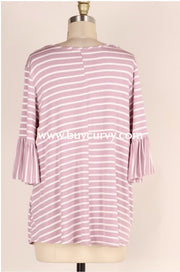 Pq-H {End Of Story} Plum Striped Top With Cage Neck Detail Pq