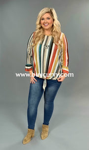 Pq-R {Yes Its True} Vertical Striped Tunic With Tie Hem Pq