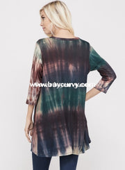 Pq-Z {Exotic Island} Multi-Color Tie-Dye Tunic With Pockets Pq