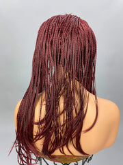 {Shaquiah} Long Burgundy Braided Headband Wig