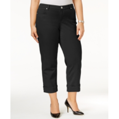 BT-Q  M-109   {Style & Co} Black Cuffed Capri Jeans Retail $59.50 PLUS SIZE 14W 16W