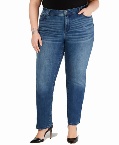 BT-M  M-109   {INC} Blue Straight Leg Jeans Retail $79.50 EXTENDED PLUS SIZE 22W 24W 28W