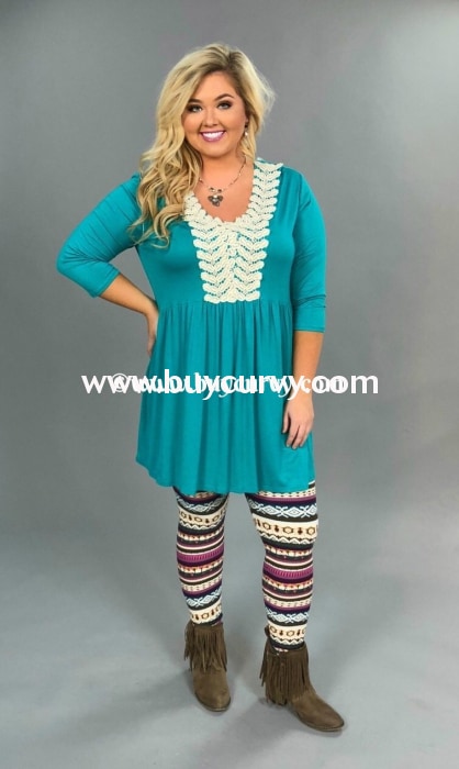 SD-Z {Be The Light} Teal Tunic Dress with Crochet Detail – Curvy Boutique Plus  Size Clothing