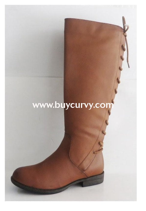Shoes-Bamboo Brown Boots With Back Lace Up Design Sale! Shoes