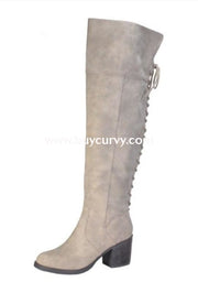 Shoes- Bamboo Taupe Knee High Lace Up Boots With Heel Sale! Shoes