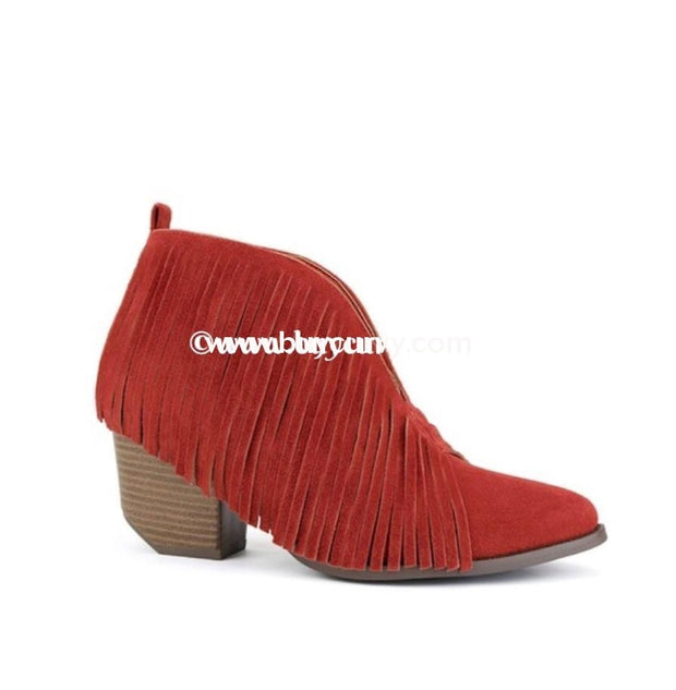 Shoes Beast Rust Fringed Booties With Block Heel Sale!! Shoes