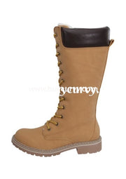 Shoes-Camel Lace-Up Knee Boots With Fleece Lining Shoes