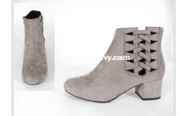 Shoes City Classified Grey Suede Booties With Side Detail And Heel Sale! Shoes