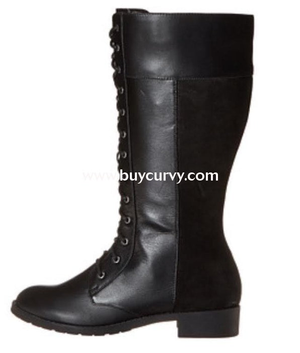 Shoes {Fitzwell} Black Combat Lace-Up Wide Calf Boots Sale! Shoes