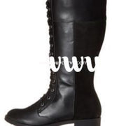 Shoes-Fitzwell Black Combat Lace-Up Wide Calf Boots Sale! Shoes